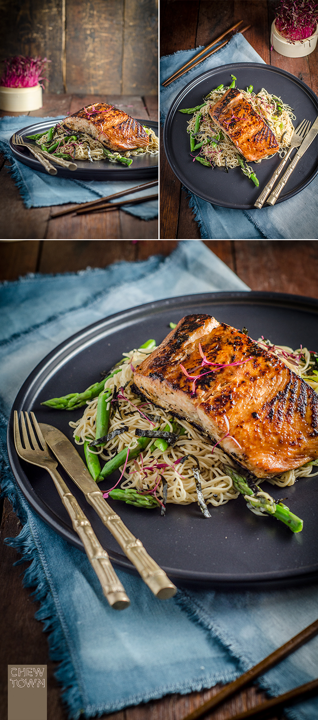 Miso Marinated Salmon on Soba Noodle Salad | Chew Town Food Blog