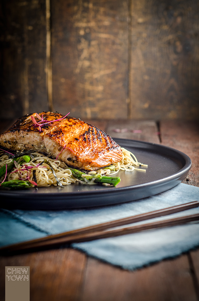 Miso Marinated Salmon on Soba Noodle Salad | Chew Town Food Blog