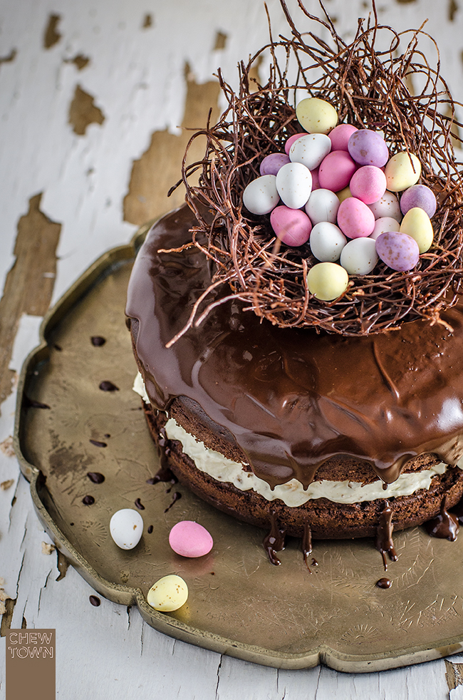 Chocolate Easter Egg Nest Cake | Chew Town Food Blog