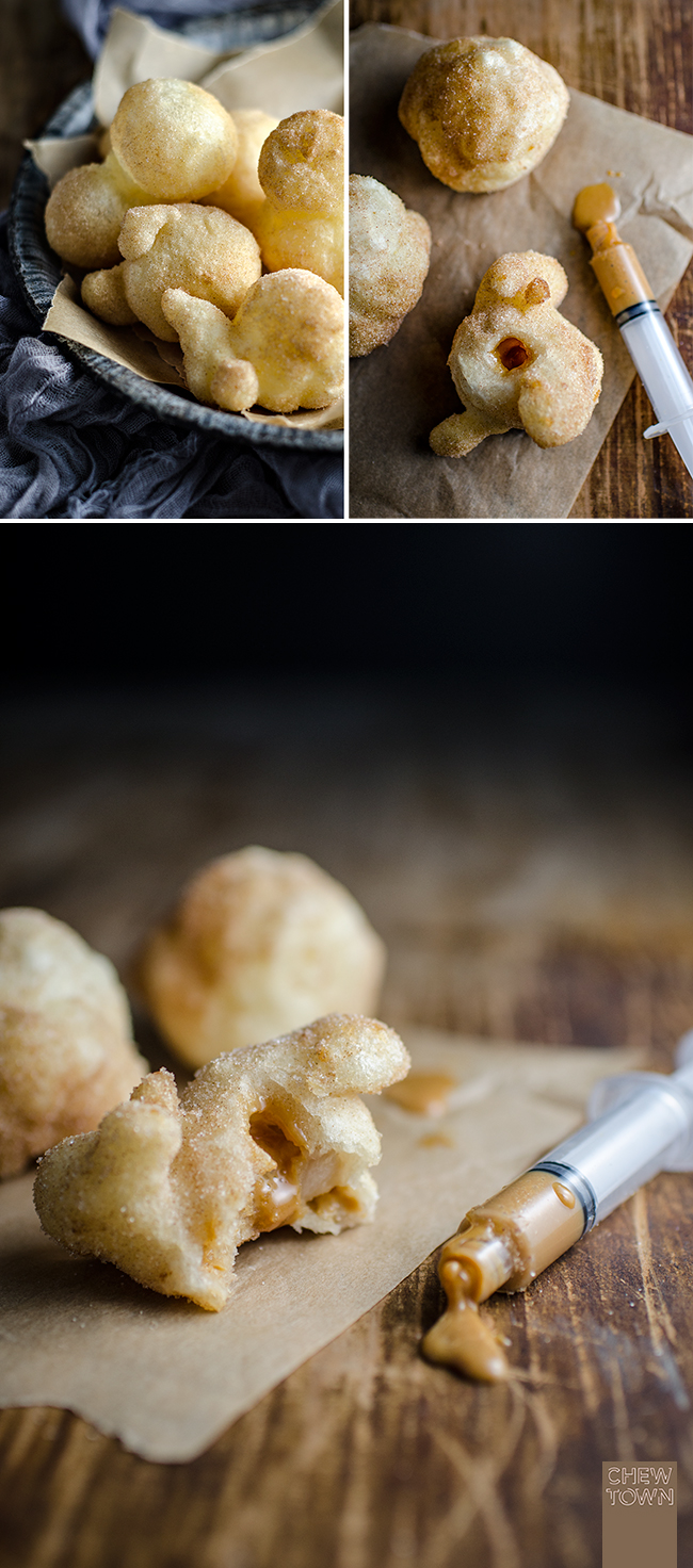 Cassava Puffs with Cinnamon Sugar and Caramel (Gluten Free) | Chew Town Food Blog