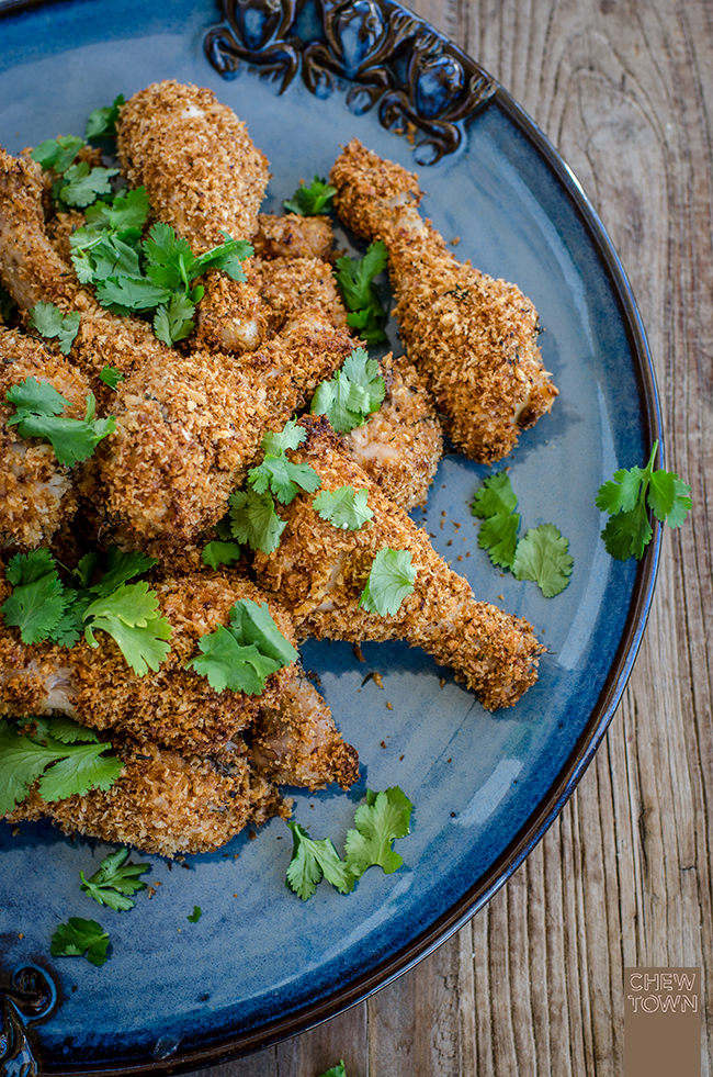 Baked Panko Buttermilk Drumsticks with Hot Sauce Mayo | Chew Town Food Blog