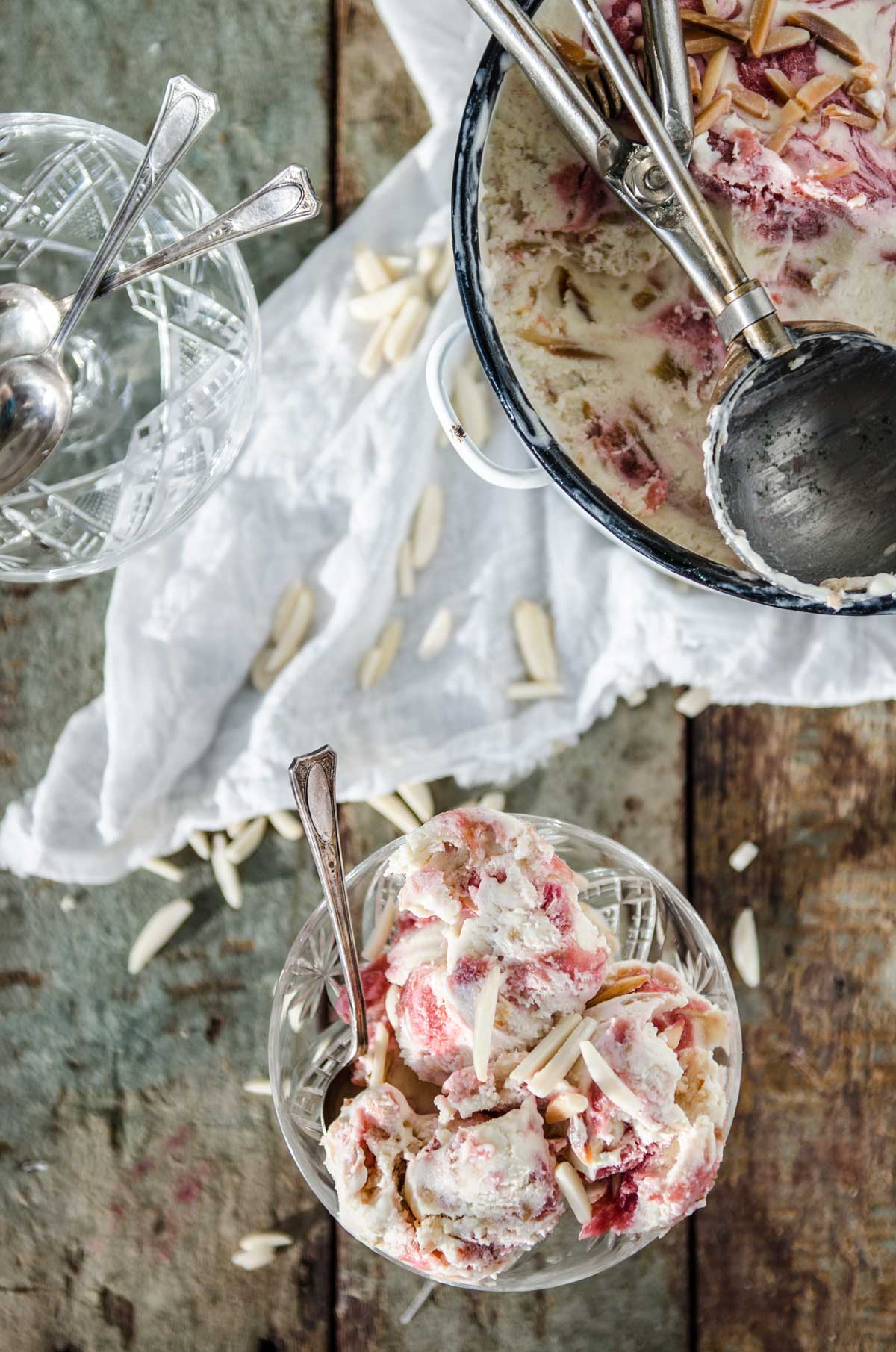 No-churn Maple Rhubarb and Almond Ice Cream | Chew Town Food Blog