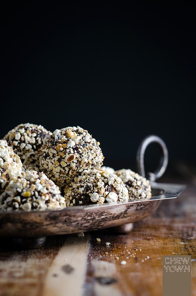 Black Sesame Popcorn Power Balls | Chew Town Food Blog