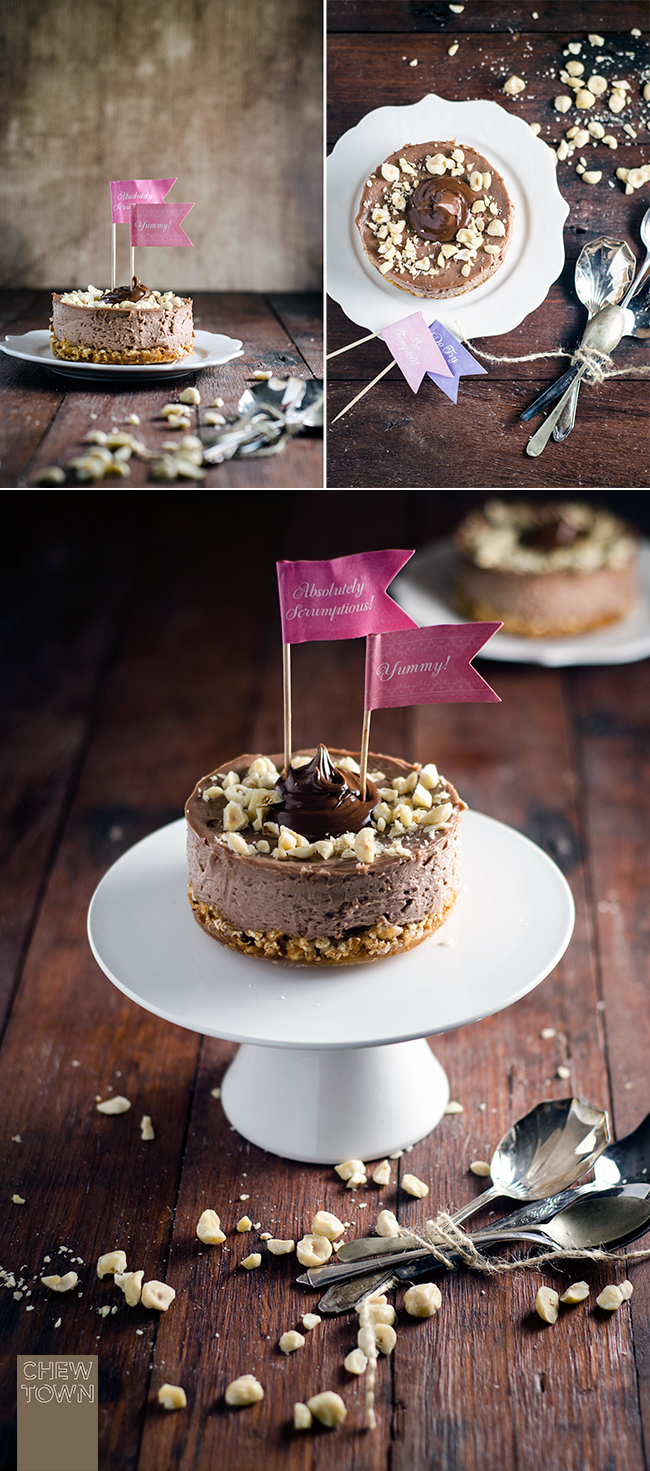 Nutella Cheesecakes with Popcorn Crust | Chew Town Food Blog