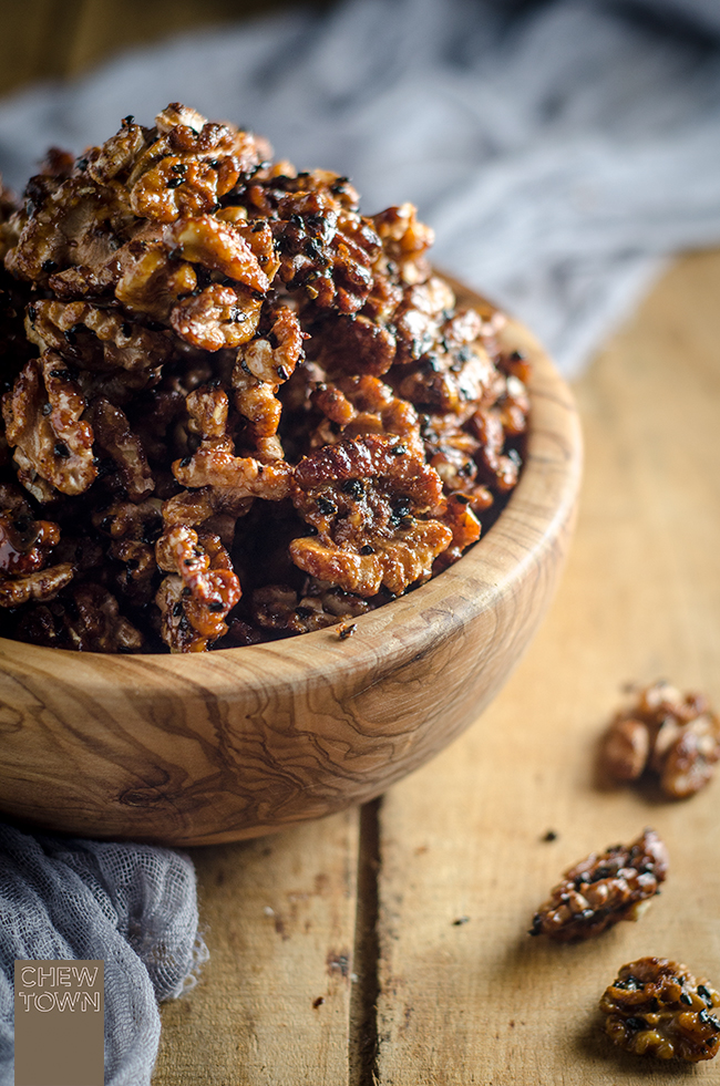 Spiced Maple and Black Sesame Walnuts | Chew Town Food Blog