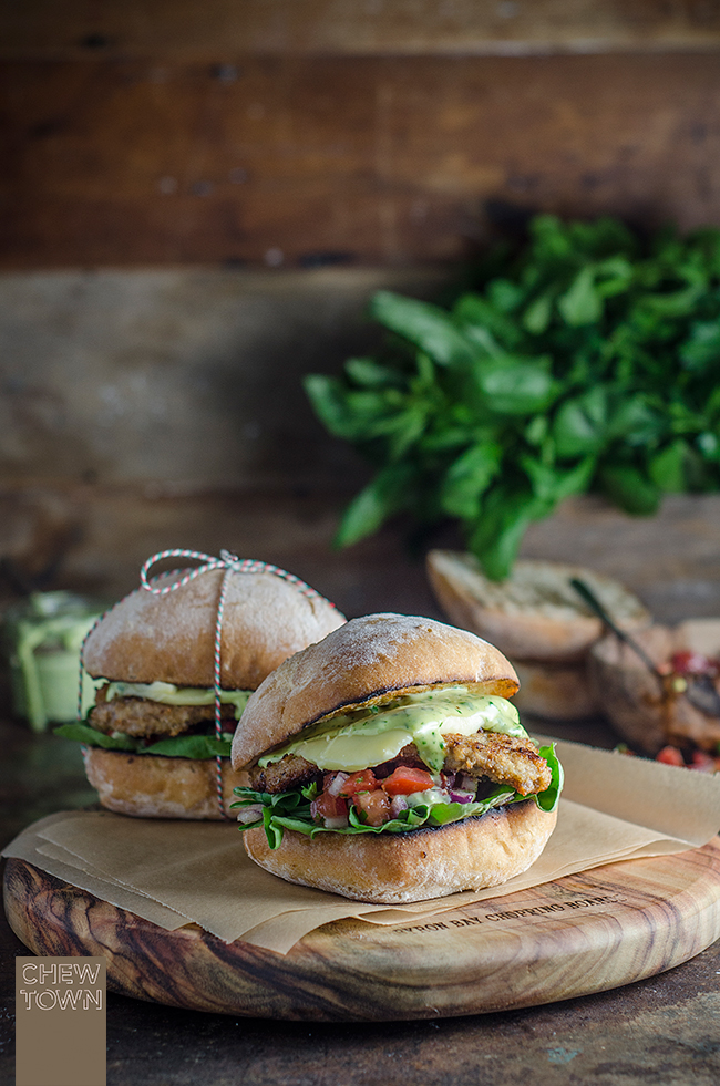 Veal Cotoletta Milanese Burger with Salsa Fresca and Parsley Aioli | Chew Town Food Blog