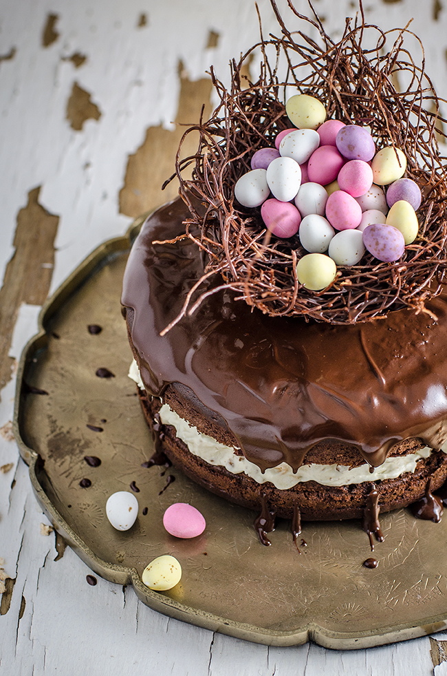 Chocolate Easter Egg Nest Cake | Chew Town Food Blog