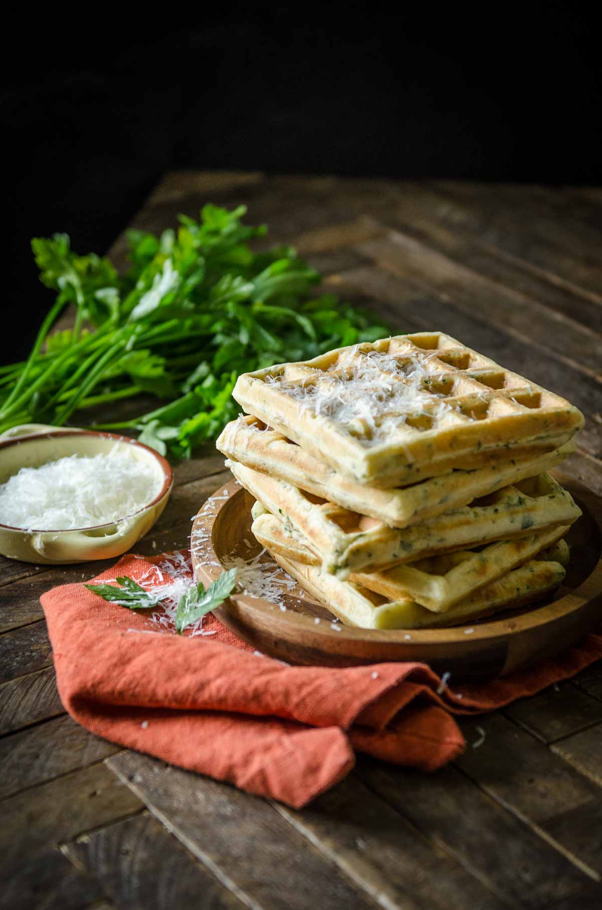 Parmesan and Parsley Savory Waffles | Chew Town Food Blog