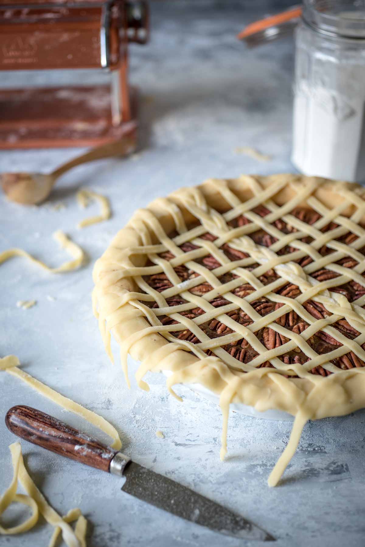 Chocolate Pecan Lattice Pie | Chew Town Food Blog