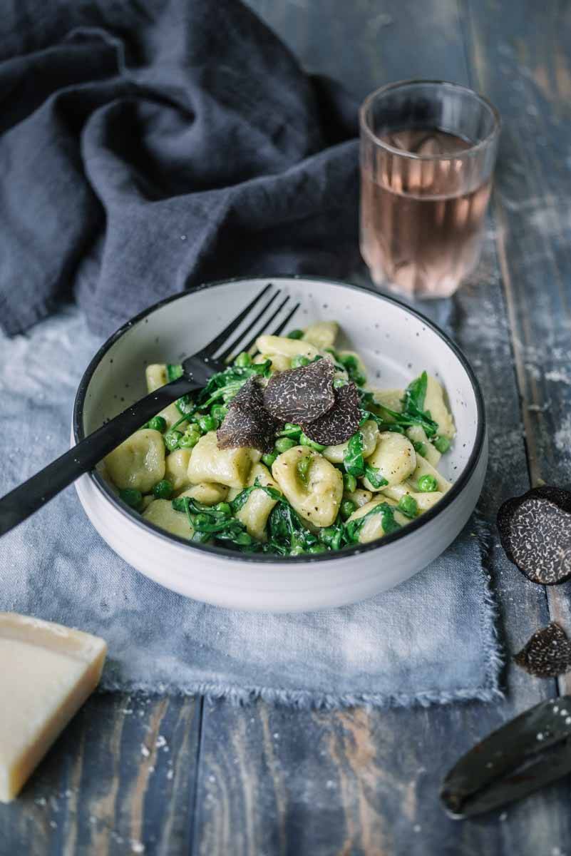Asparagus Gnocchi with Burnt Butter, Pea and Truffle | Chew Town Food Blog